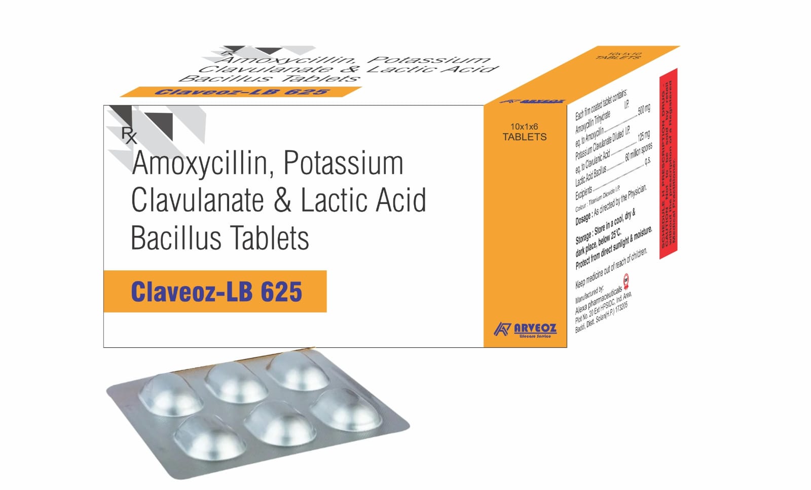 Claveoz-LB 625 Amoxycillin, Potassium Clavulanate & Lactic Acid Bacillus Tablets